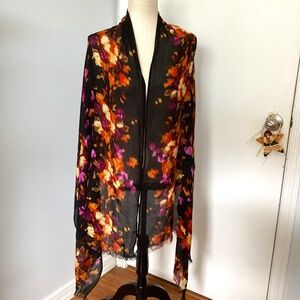 ISAAC MIZRAHI LIVE SCARF SHAWL WRAP 24"x74"  ABSTRACT WATERCOLOUR